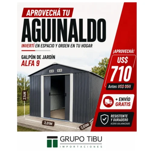 Galpón de jardín prefabricado. Modelo ALFA 9