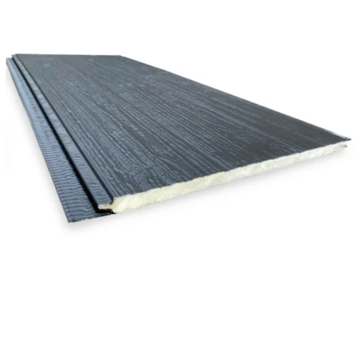 Revestimiento metálico - Metal Siding. Gris madera