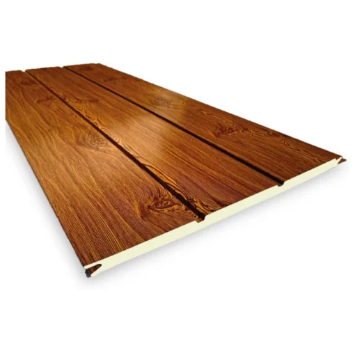 Revestimiento metálico - Metal Siding. Madera clara